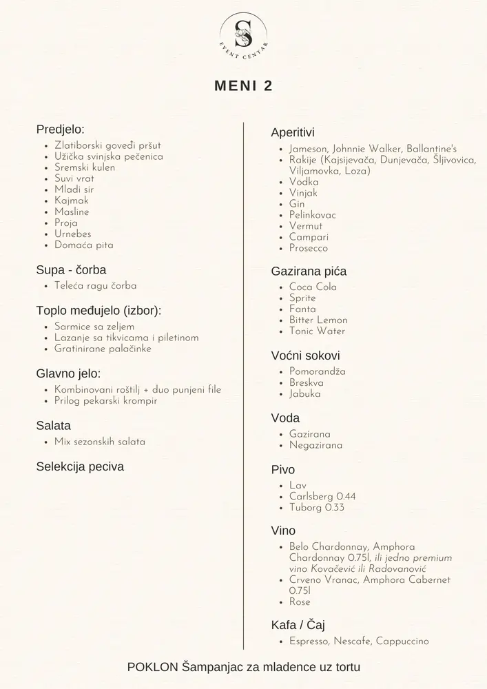 Event Centar S Sala za prosale i vencanja